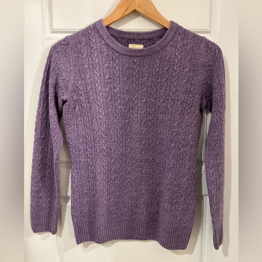GH Bass lavender women’s cable knit sweater
